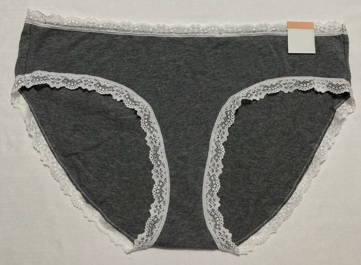 Jenni Women’s Lace Trim Hipster Underwear Pewter Hthr M