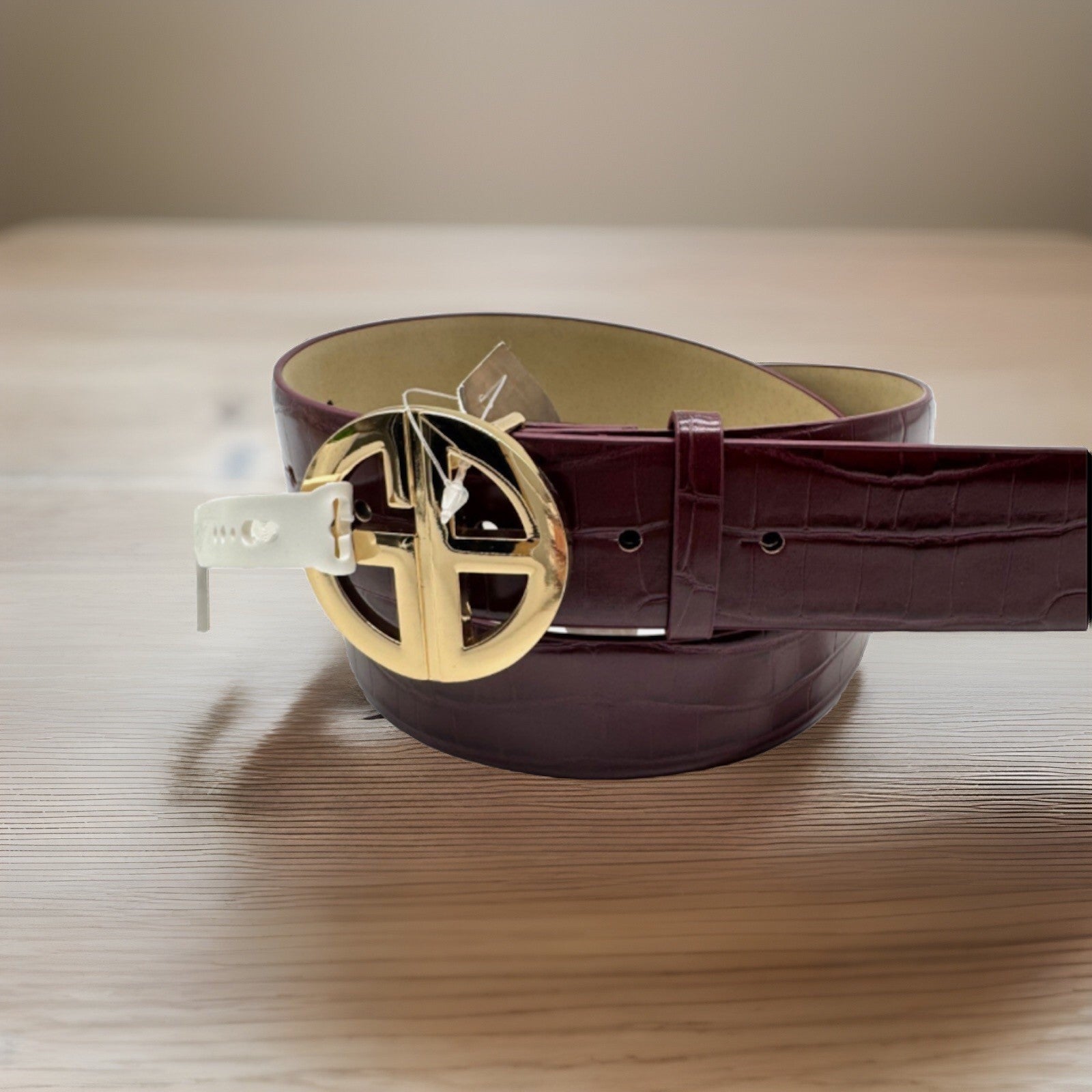 Giani Bernini Women's Croc-Embossed Faux-Leather Belt Wine Size Medium