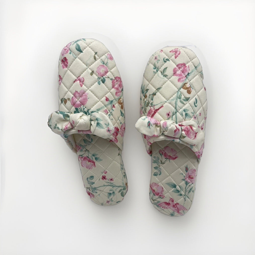 Charter Club Memory Foam Women’s Slippers M 7-8 Yellow With Flowers 