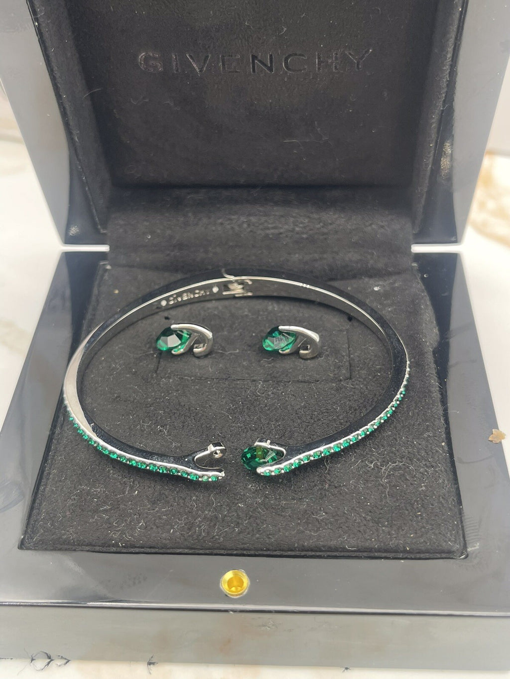 Givenchy 2pc Set Floating Stone & Crystal Cuff Bangle Bracelet And Earrings $78