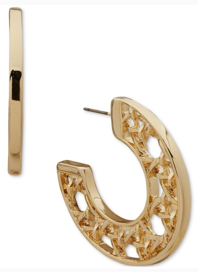 Anne Klein Gold-Tone Medium Lattice C-Hoop Earrings, 1.5"
