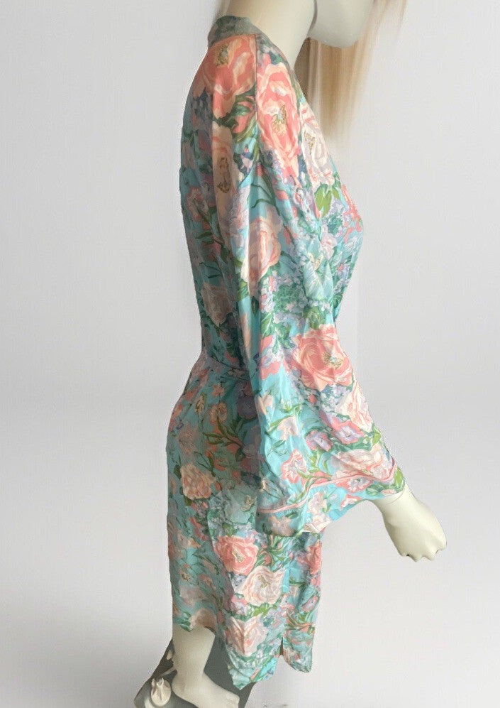 Sanctuary Women's Floral 3/4-Sleeve Wrap Robe Size XS