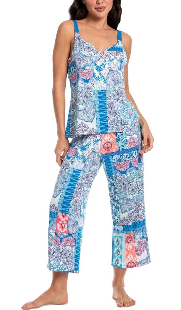 Linea Donatella Women's 2-Pc. Cropped Pajamas Set - Blue M/M