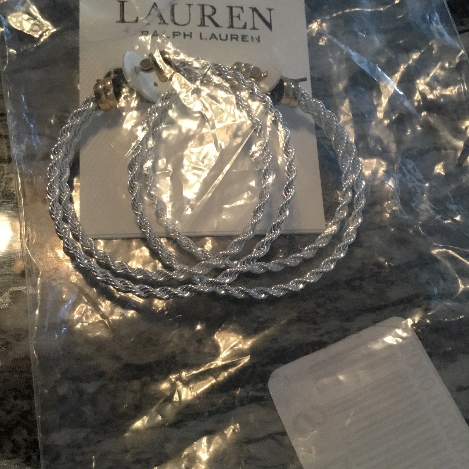 Lauren Ralph Lauren Two Tone 45 Millimeter Split Hoop Earrings