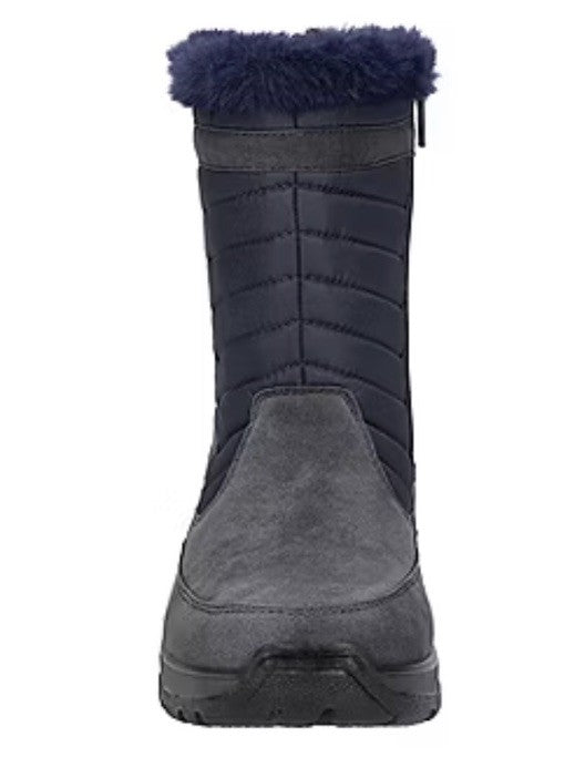 Easy Street Women's Frazer Slip Resistant and Waterproof Side Zip Boots Navy 9 M