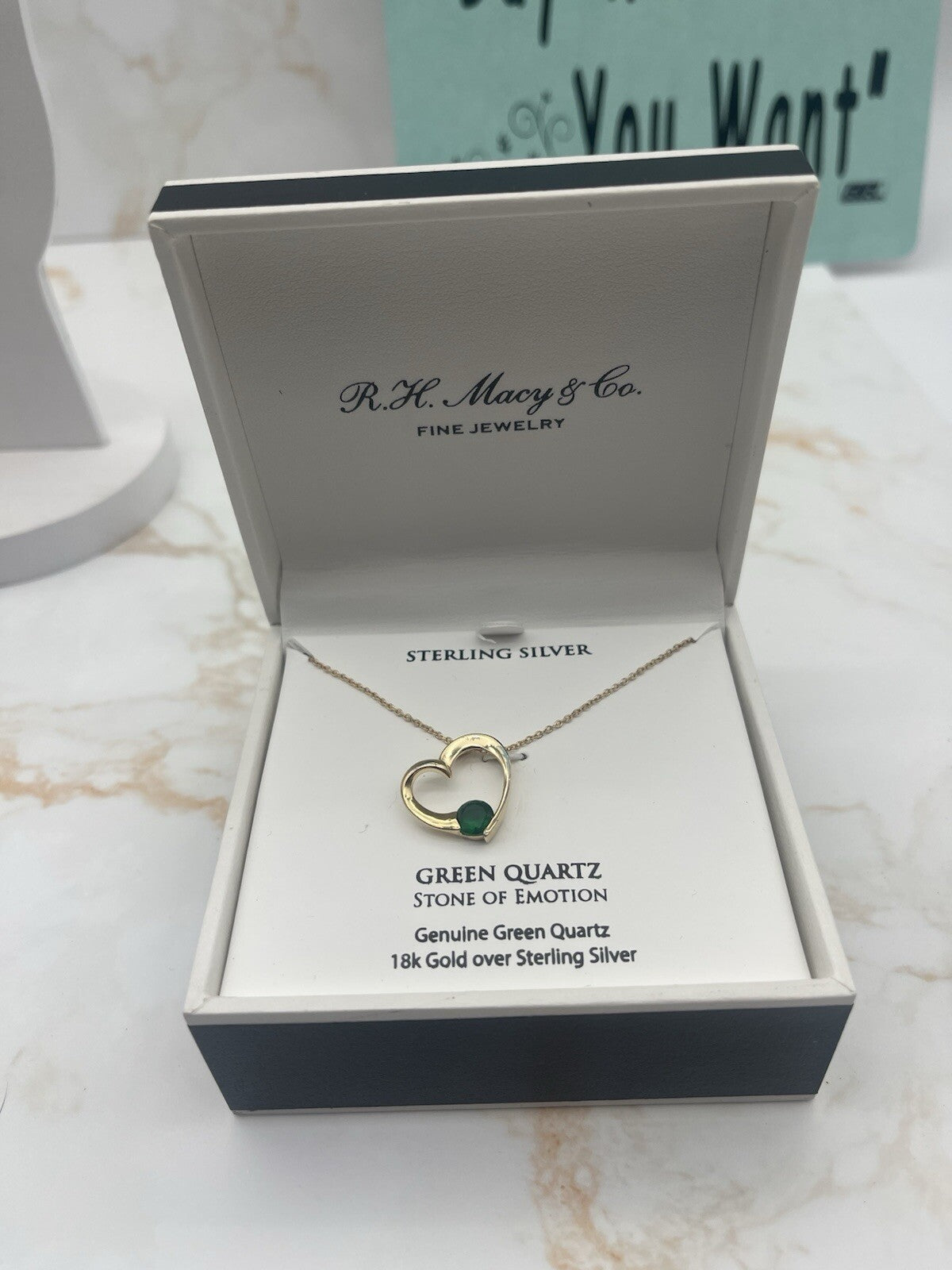 GREEN QUARTZ STONE OF EMOTION Genuine Green Quartz 18k Gold over Sterling Silver