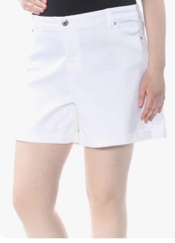 Celebrity Pink Womens Mid-Rise The Sugar White Denim Shorts Size 14Cotton/Spand