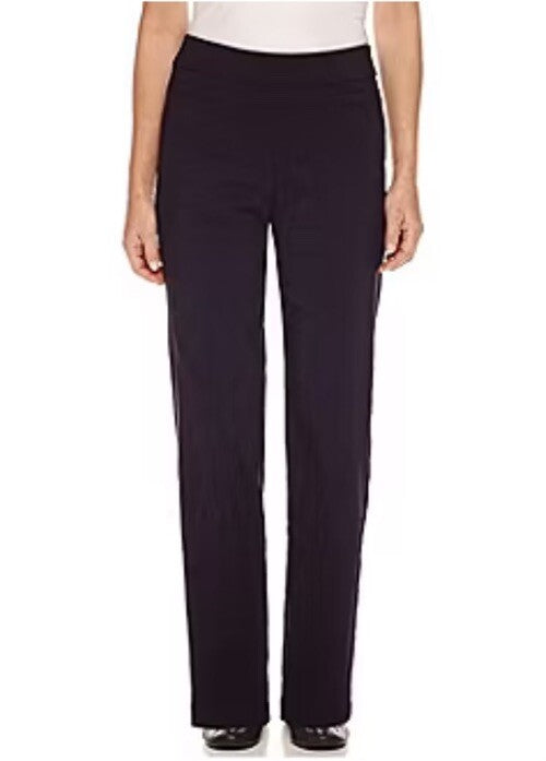 Alfred Dunner Women's Blue Solid Pull-On Straight-Leg Pants Petite Size 10P
