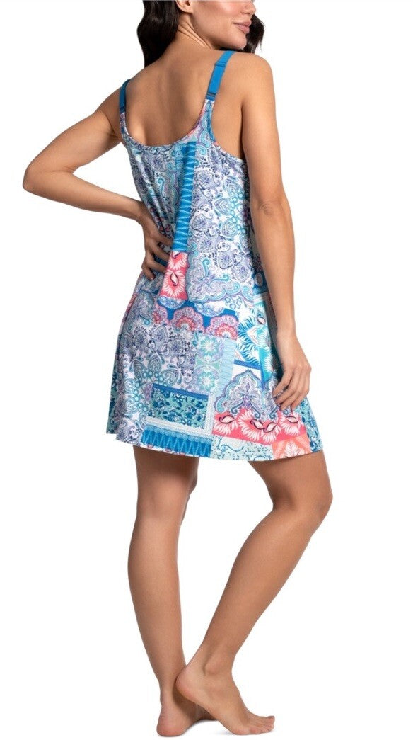 Linea Donatella Women's Printed Sleeveless Chemise - Blue S/P