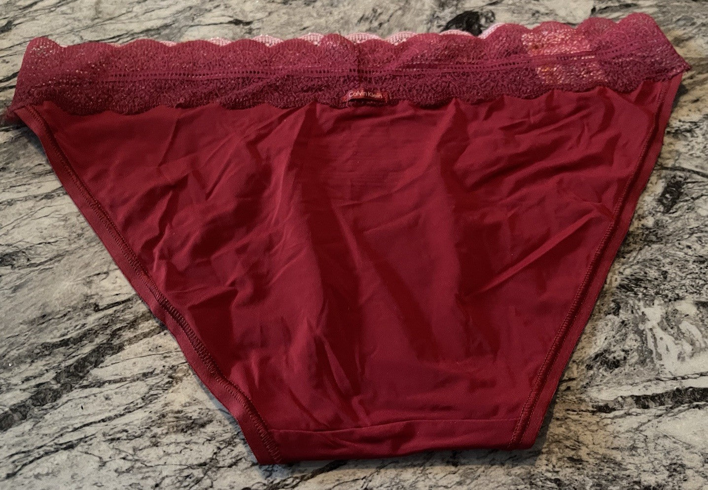 Calvin Klein Women's Lace Trim Bikini Underwear QD3838 Red