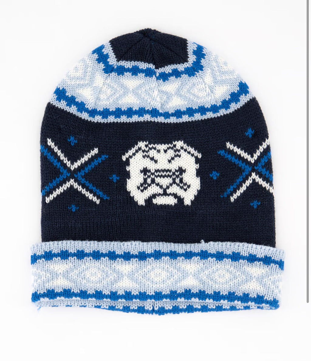 Club Room Men's Navy Bulldog Hat & Scarf Set One Size  B24