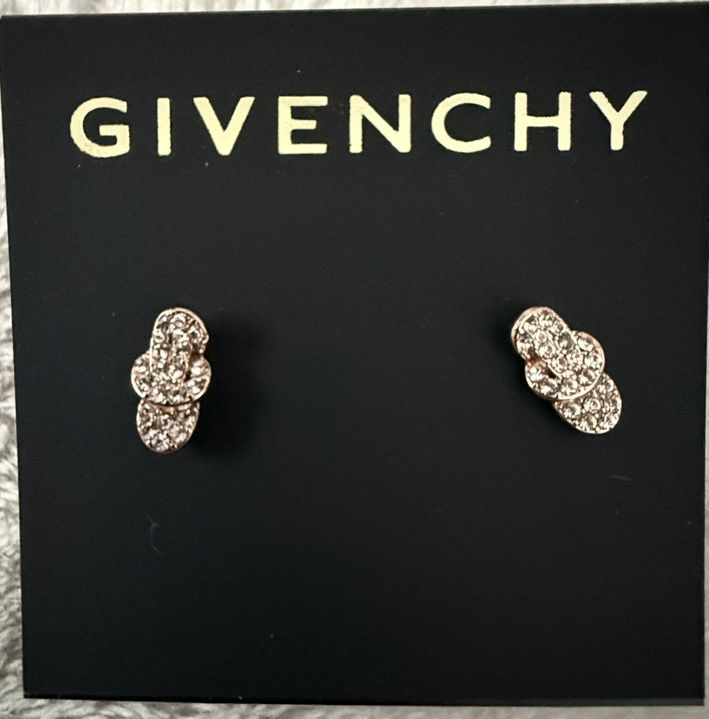 GIVENCHY Gold Tone Pavé Crystal Knot Stud Earrings NWT