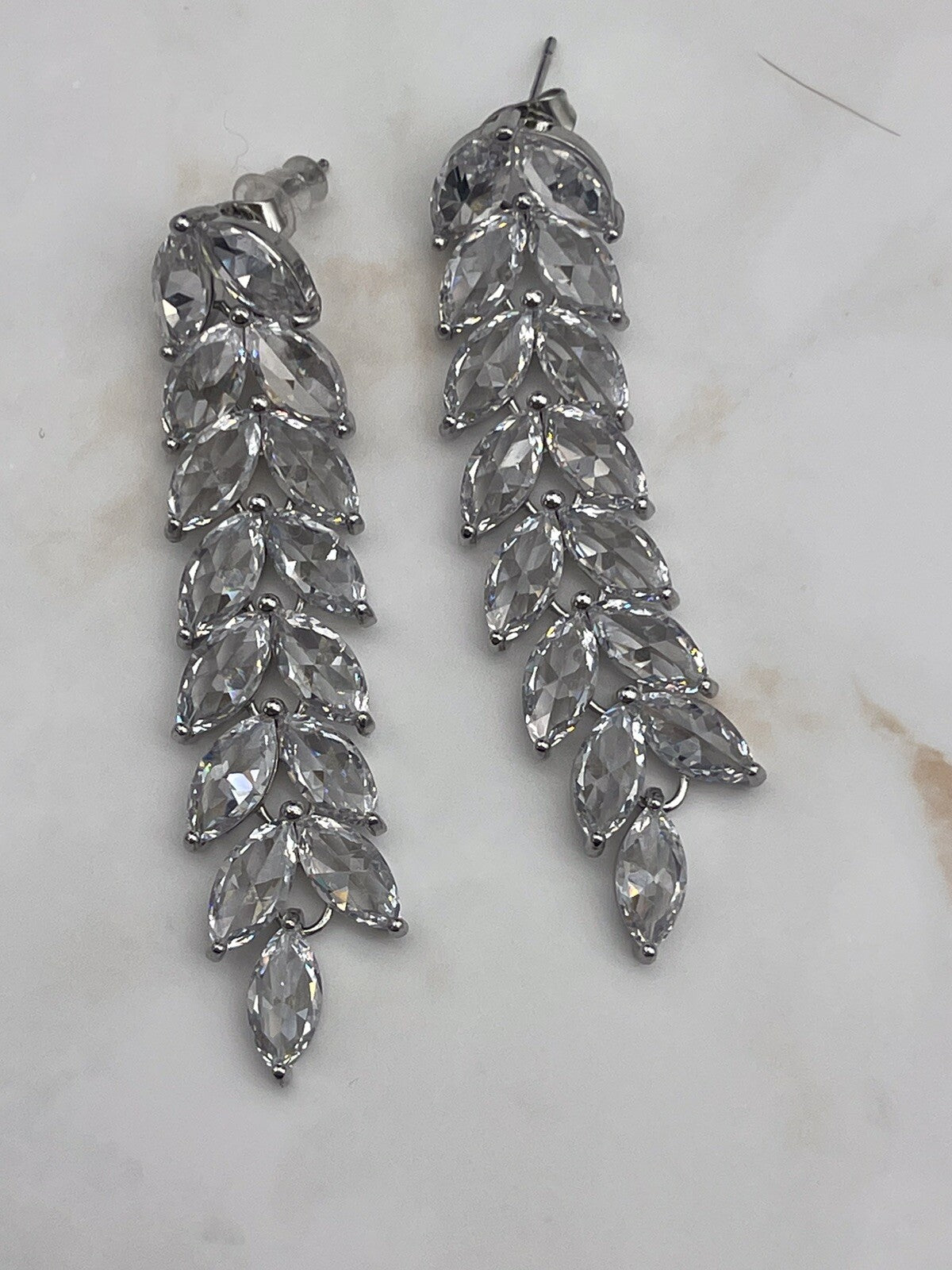 Silver Plated Cubic Zirconia Drop Dangle Earrings 