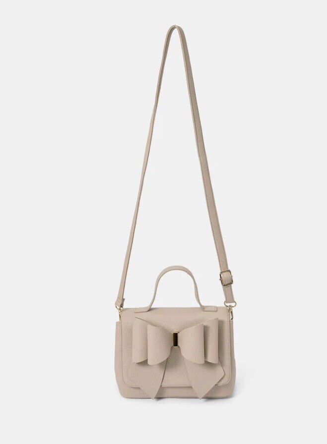Like Dreams Eva Double Bow Vegan Satchel Crossbody Bag Beige 