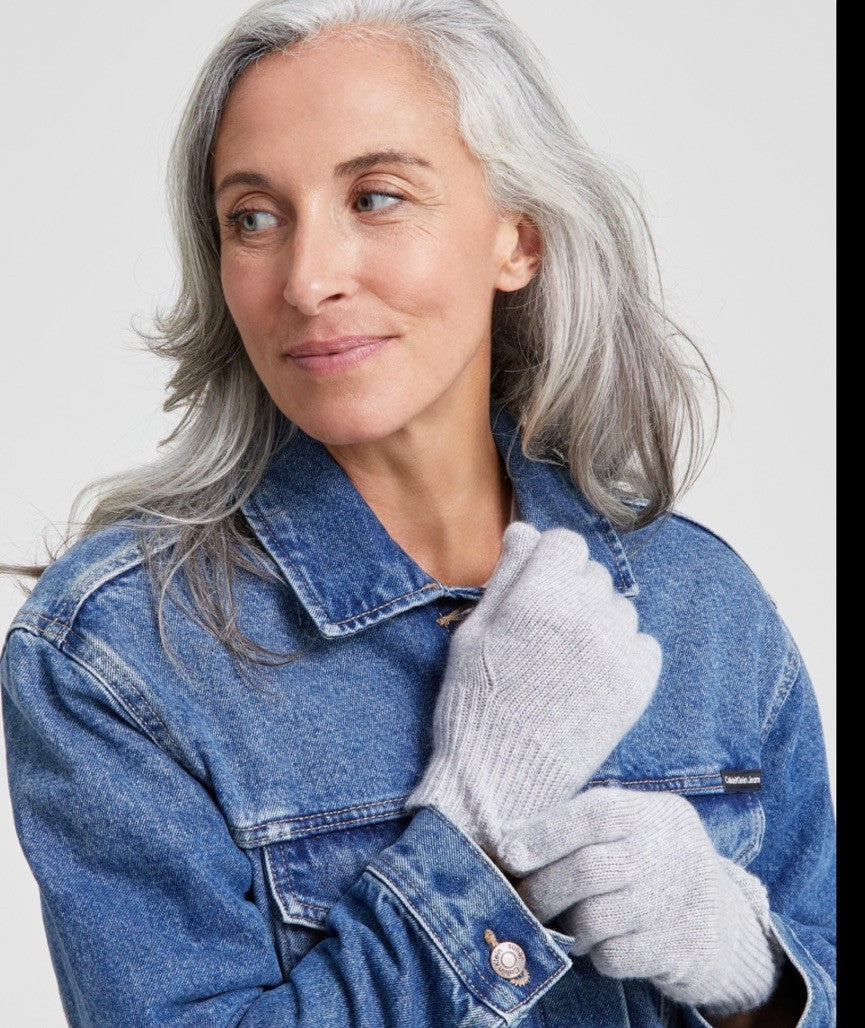NWT CHARTER CLUB Luxury 100% Cashmere GLOVES Touch Screen GREY OS MSRP
