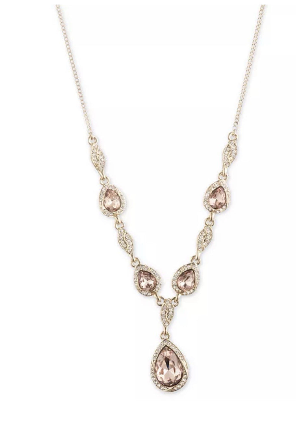 Givenchy Gold-Tone Crystal Pear Y Necklace, 16" + 3" Extender - Green