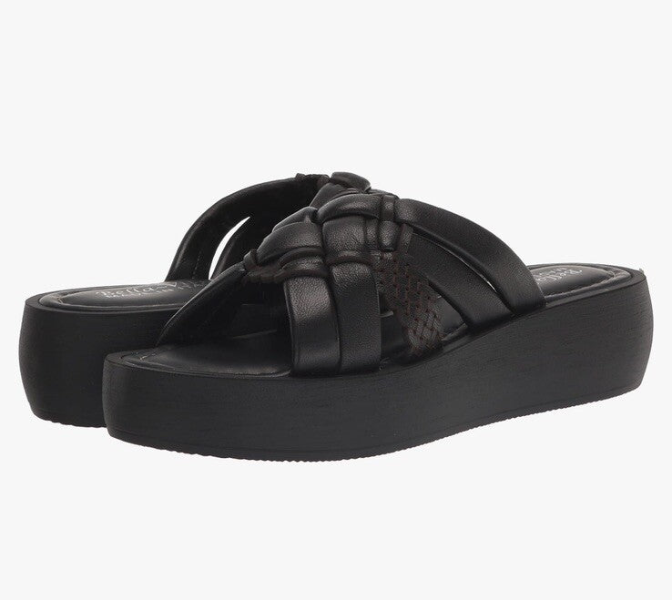 Bella Vita Women Ned-Italy Platform Leather Slide Sandals 5M Black