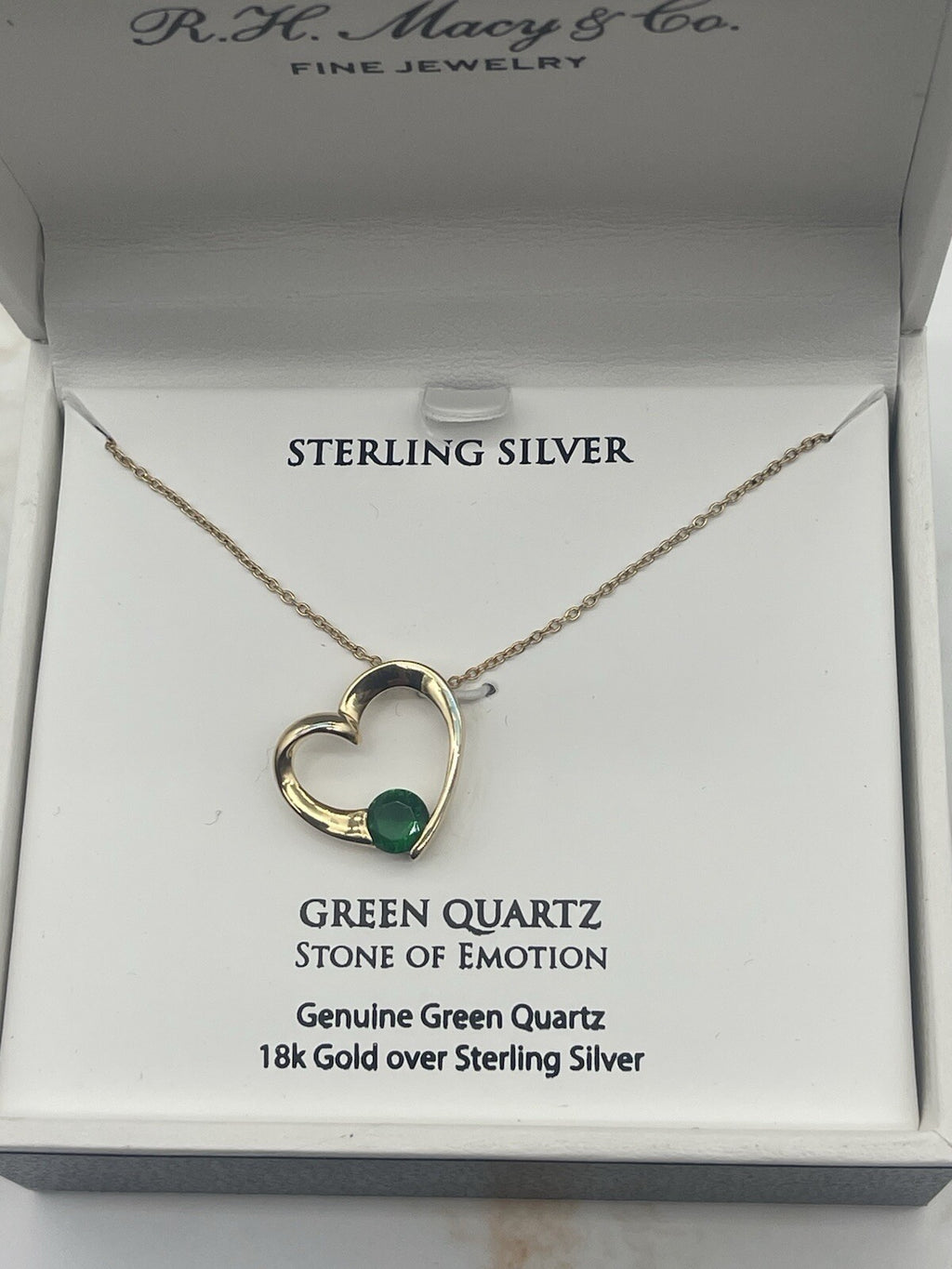 GREEN QUARTZ STONE OF EMOTION Genuine Green Quartz 18k Gold over Sterling Silver