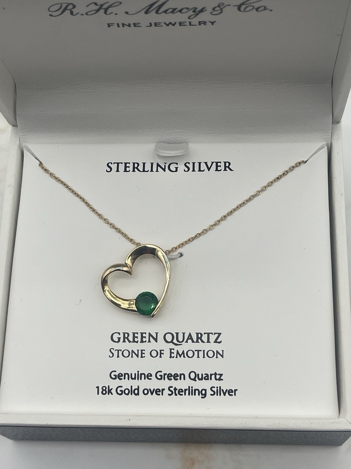 GREEN QUARTZ STONE OF EMOTION Genuine Green Quartz 18k Gold over Sterling Silver
