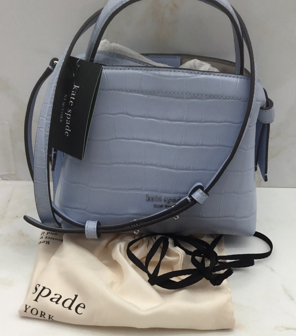 Kate Spade Knott Croc-embossed Mini Crossbody Tote ~NWT~ Blue