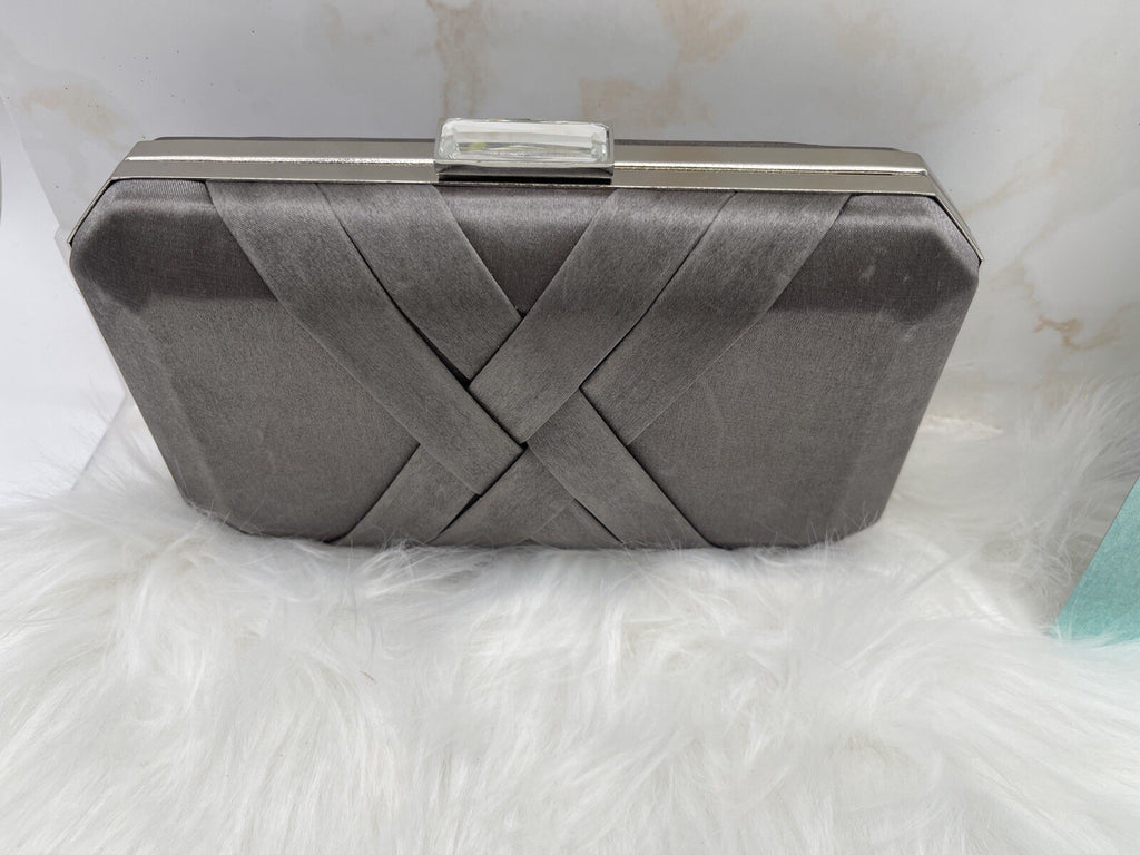 INC silver clutch One Size 
