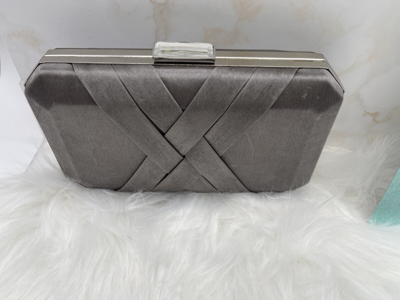 INC silver clutch One Size 