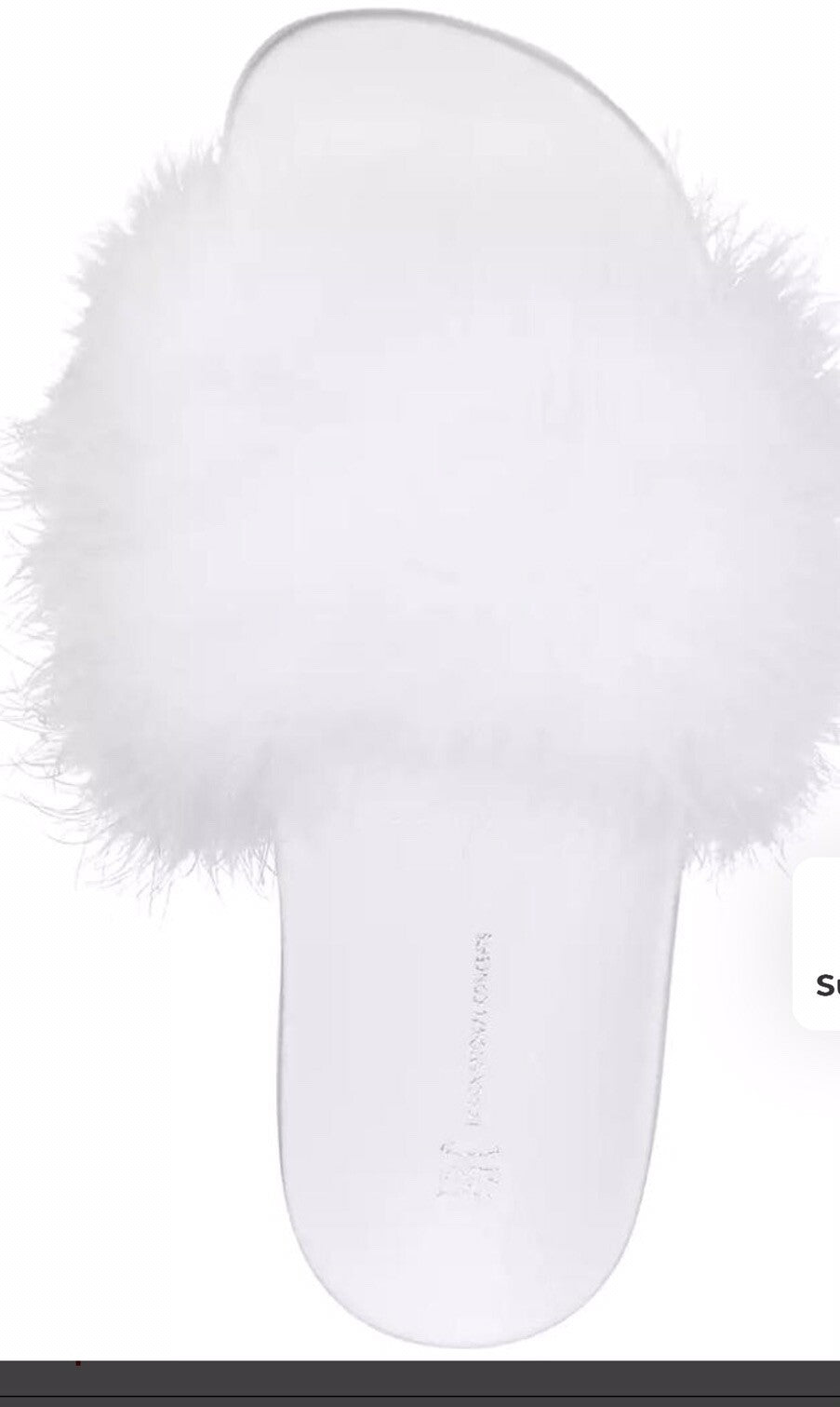 INC International Concepts Sandal Slides Sz 8 / 10 White Fluffy Faux Maribou NEW