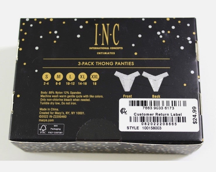 I.N.C. International Concepts Women's 3-Pk. Lace Thong Underwear L