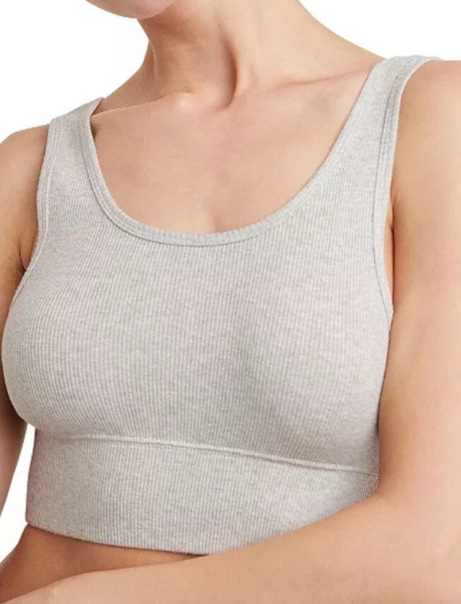 Hanes Women's Originals Cozywear Ribbed Longline Bralette OG116 - Light Steel L