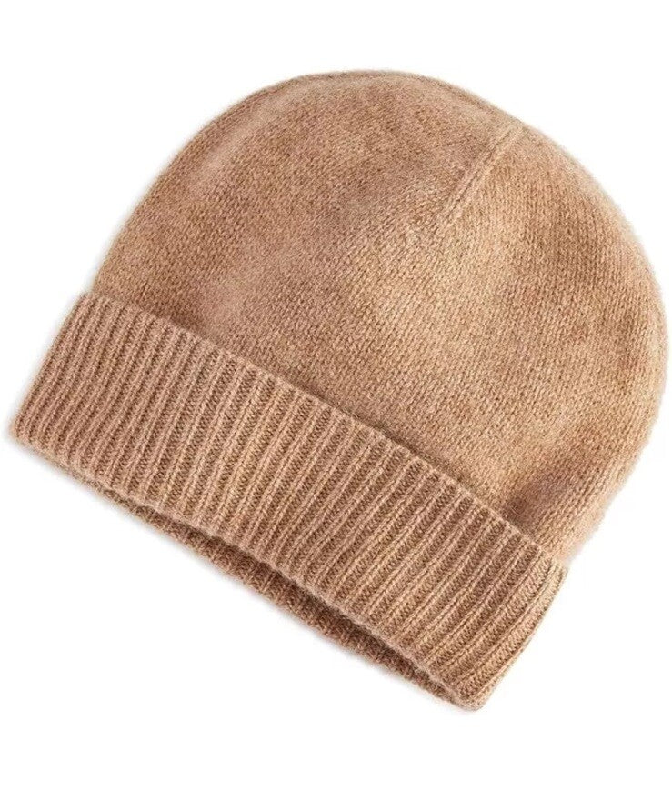Charter Club Cashmere Cuffed Beanie Heather Camel ONE SIZE