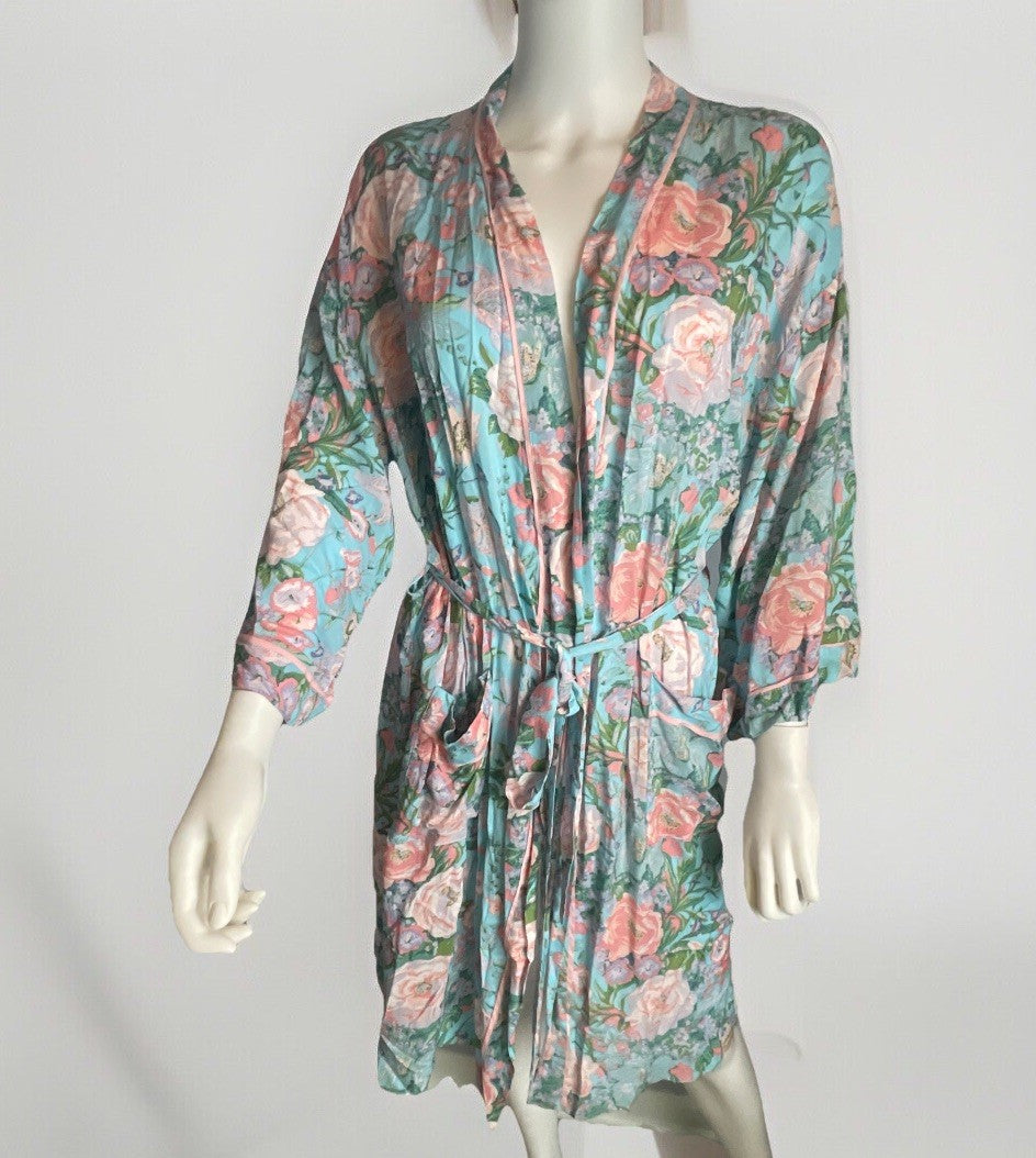 Sanctuary Women's Floral 3/4-Sleeve Wrap Robe Size XS