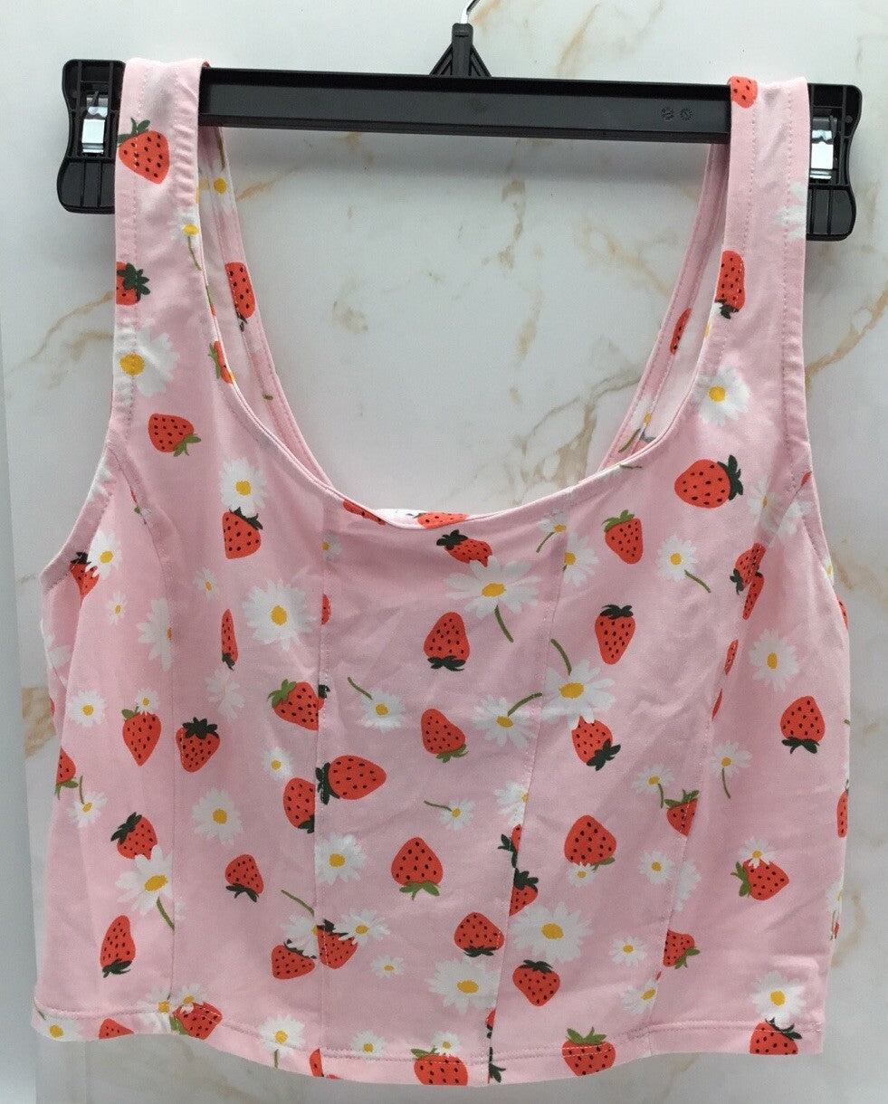 Grayson Threads, the Label Juniors' Cropped Strawberry-Print Top - Pink Size XS