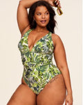 Adore Me Monroe Contour Palm Paradise Green One Piece Swimsuit Lined Sz 1X
