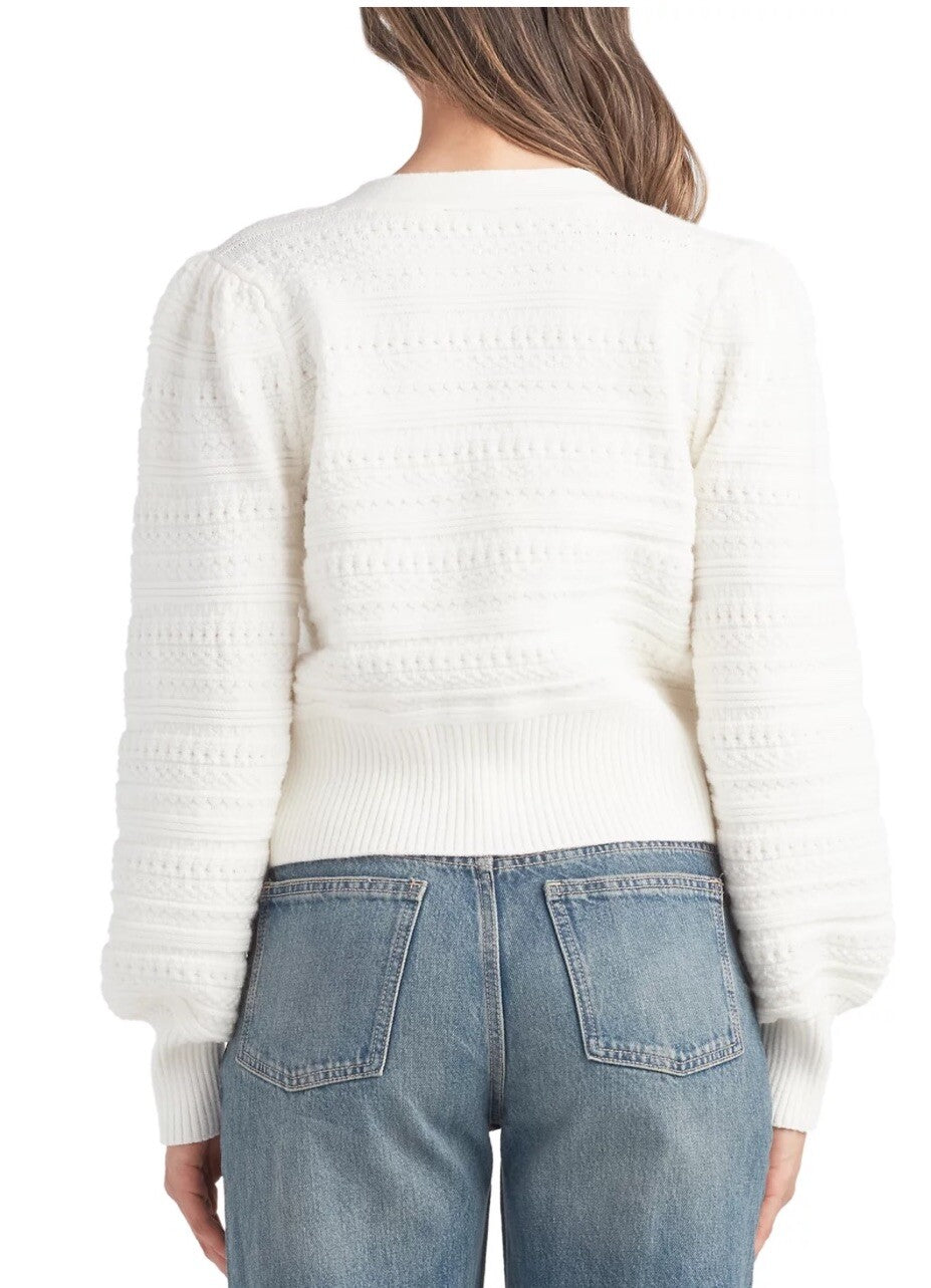 BCX Juniors' Bow-Front V-Neck Long-Sleeve Cardigan Ivory Medium 
