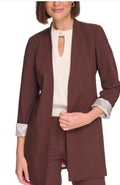 Calvin Klein Women's Brown Open Front 3/4-Rollback-Sleeve Jacket Petite Size 4P