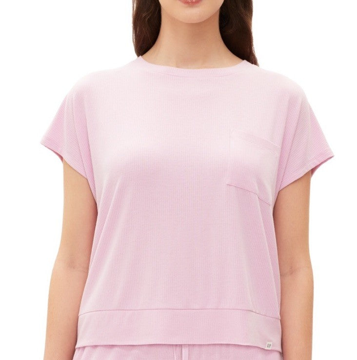 Gap GapBody Women's Ribbed Short-Sleeve Pajama Top - Butterfly Pink