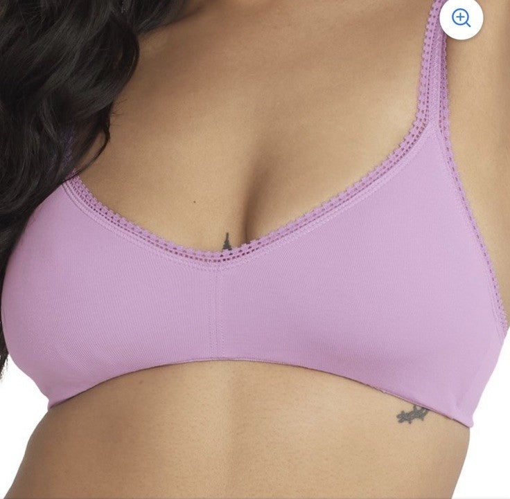 On Gossamer Cabana Cotton Blend Stretch Bralette S Violet Flower