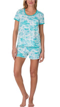 Cuddl Duds Women's 2-Pc. Printed Shortie Boxer Pajamas Set Blue S