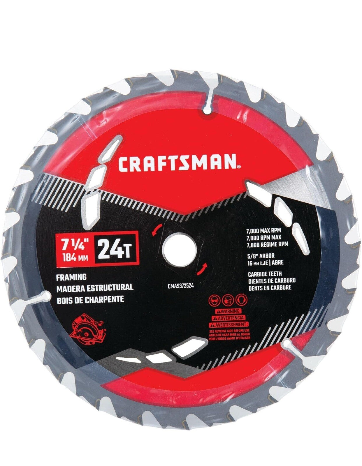 Craftsman 7-1/4-in 24-Tooth Rough Finish Carbide Circular Saw Blade