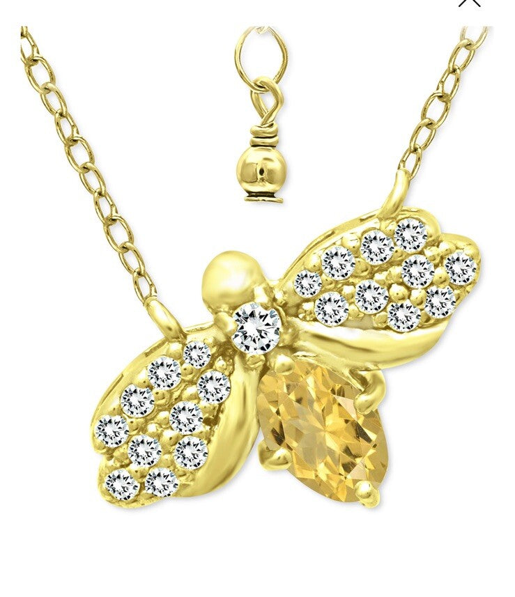 Giani Bernini Cubic Zirconia Bee Pendant Necklace in 18k Gold-Plated Sterling
