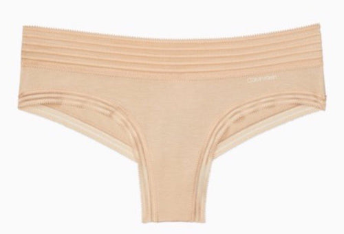 Calvin Klein Striped-Waist Hipster Underwear QD3672 Bare Color L