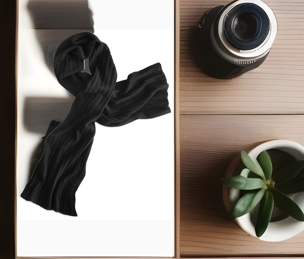 Charter Club Ribbed 100% Cashmere Scarf Classic Black One Size