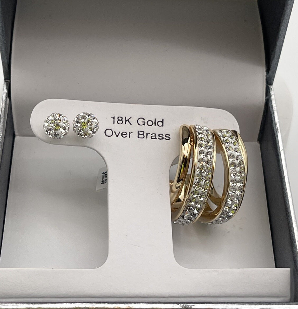 18k Gold Over Brass Earrings Set Women’s 