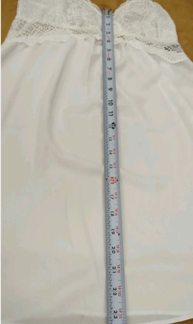 I.N.C. International Concepts Lace & Chiffon Nightgown, White, S