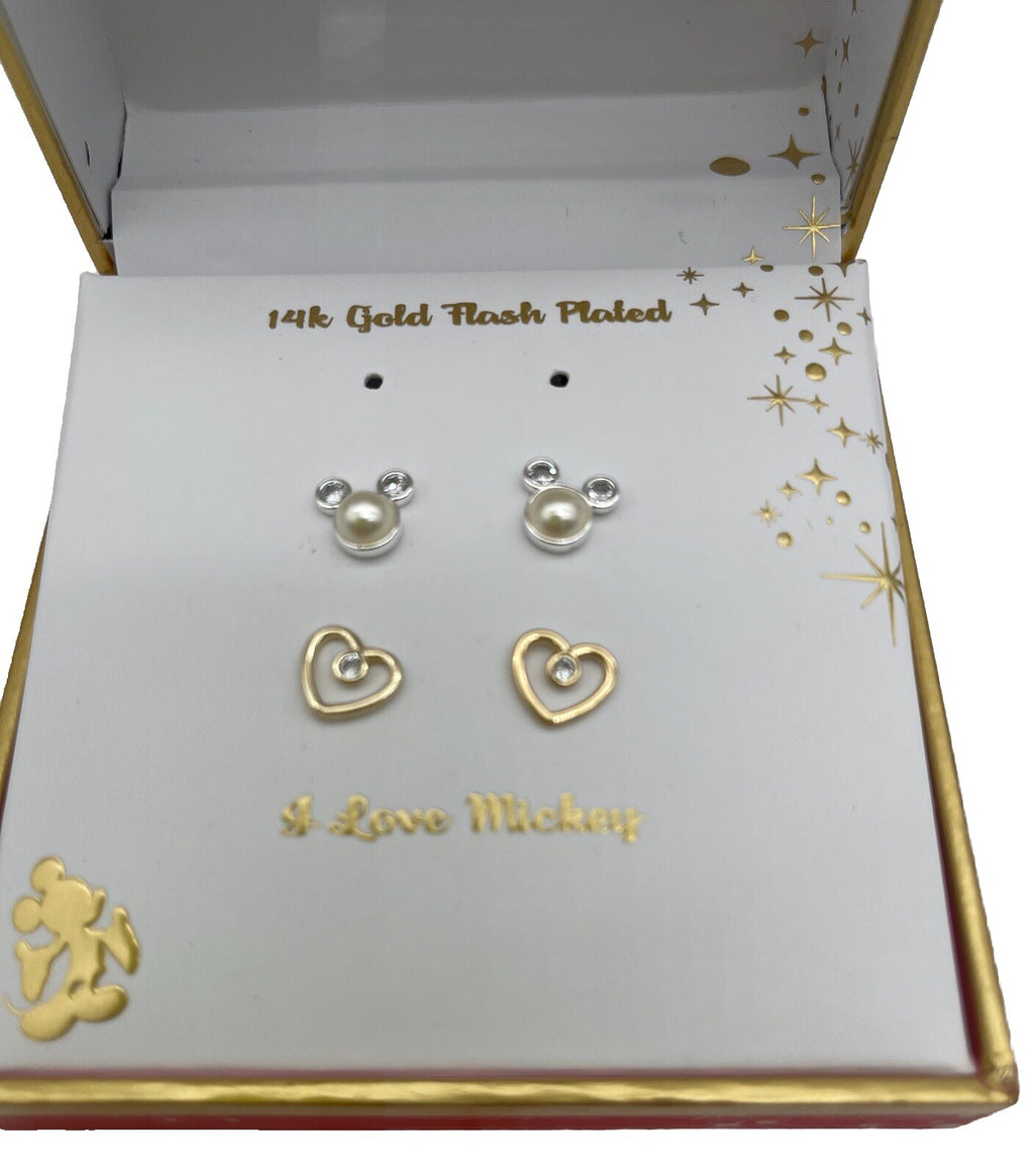 Disney 14k Gold Flash Plated I Love Mickey Set Of 2