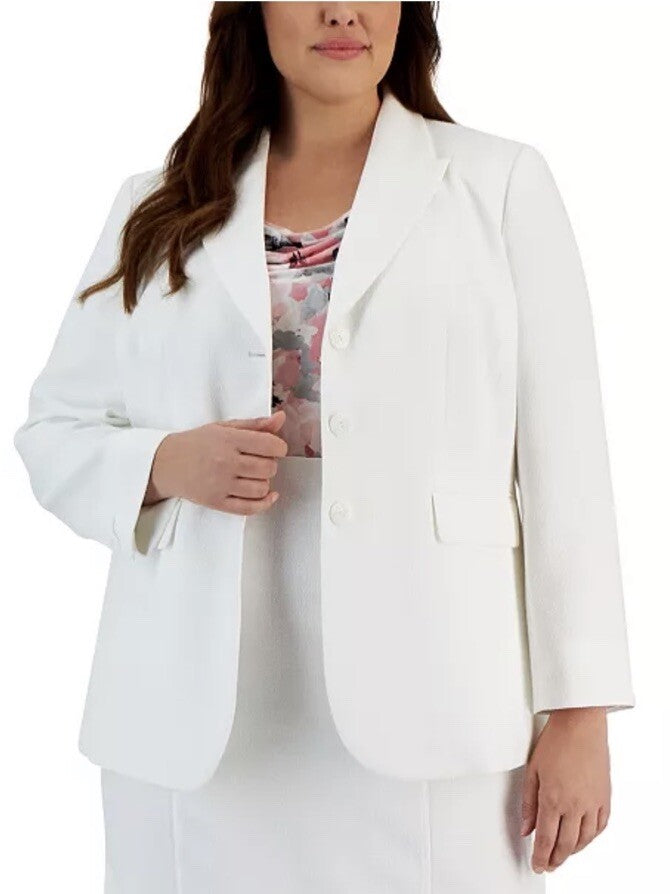 Plus Womens Office Career Suit Jacket White 18W