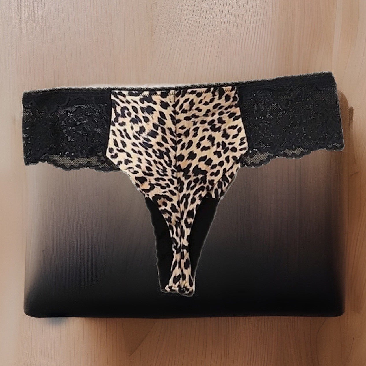 I.n.c. International Concepts Women's Satin Micro Cheetah Thong Underwear Large