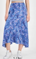 HIPPIE ROSE Juniors' Printed Asymmetric Maxi Skirt In Cobalt M 