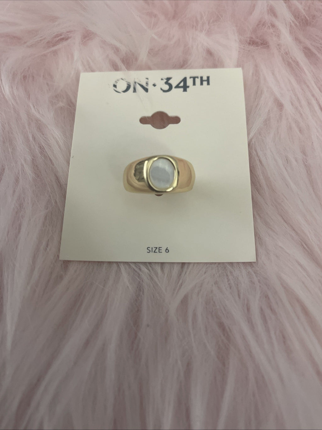 On 34th Gold-Tone Mother-of-Pearl Signet Ring, Created for Macy's - Gold Size 6