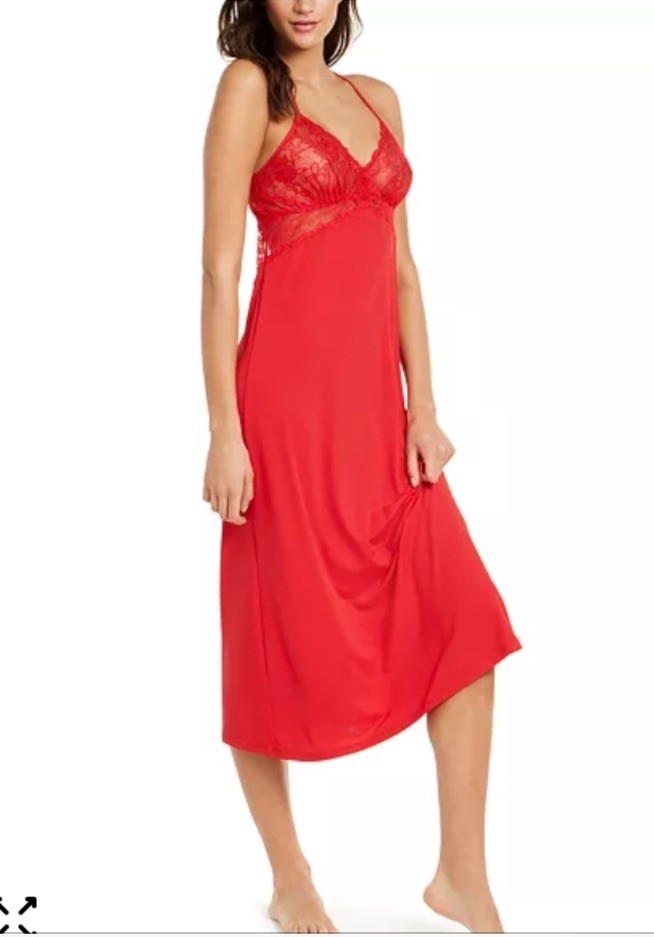 I.N.C. International Concepts Lace Long Nightgown Red XS
